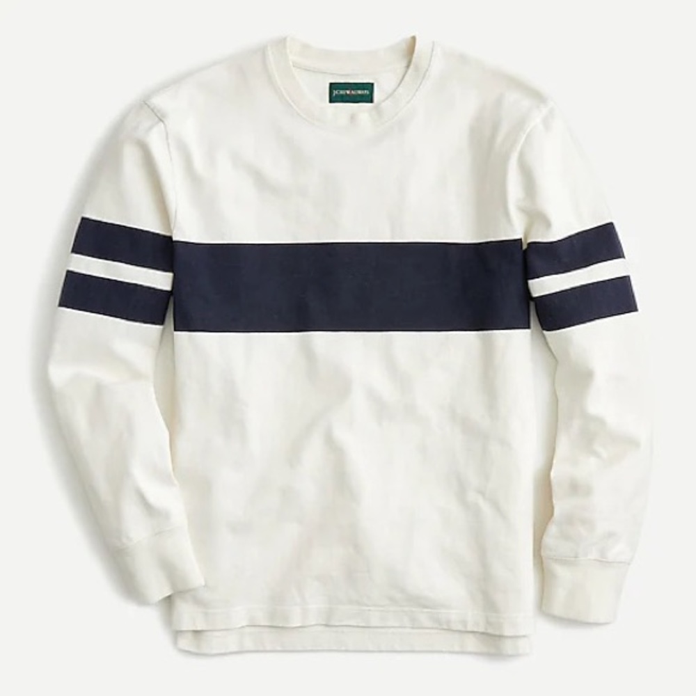 J.Crew rugby crewneck in chest stripe, Men’s Medium